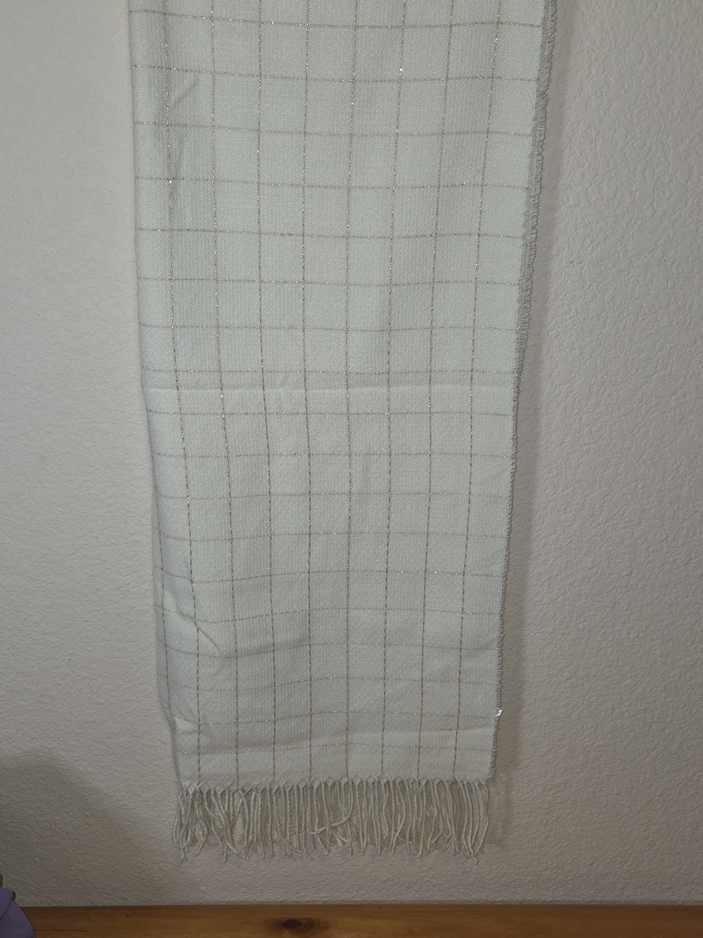 bp Ivory Windowpane Knit Scarf with Metallic Thread